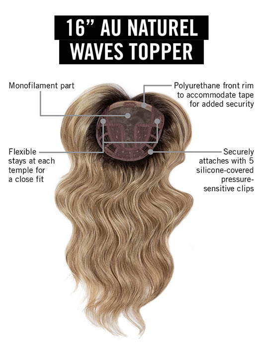 16" Au Natural Waves Topper | Synthetic Hair Hair Topper (Mono Part)